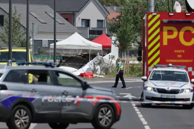 Emergency services at the scene of the crash near Nancy in north-eastern France. Photograph: Christian Hartmann/Reuters