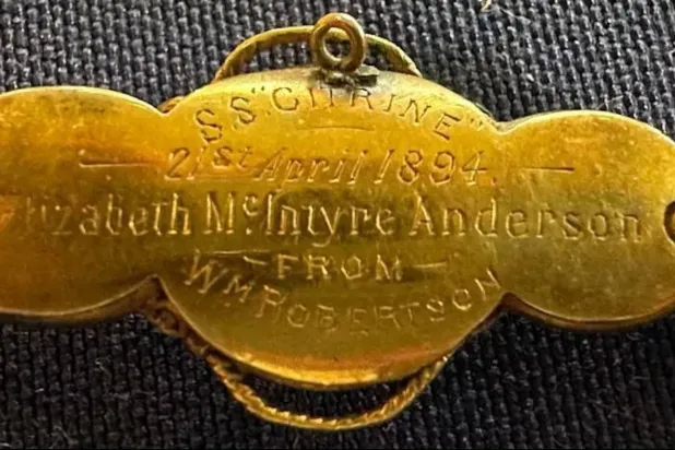 The brooch contains a dedication with the date April 21 1894 (AP)