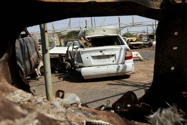 A car with bullet holes on it in a square in Khartoum, Sudan, June 11, 2026. (Reuters)