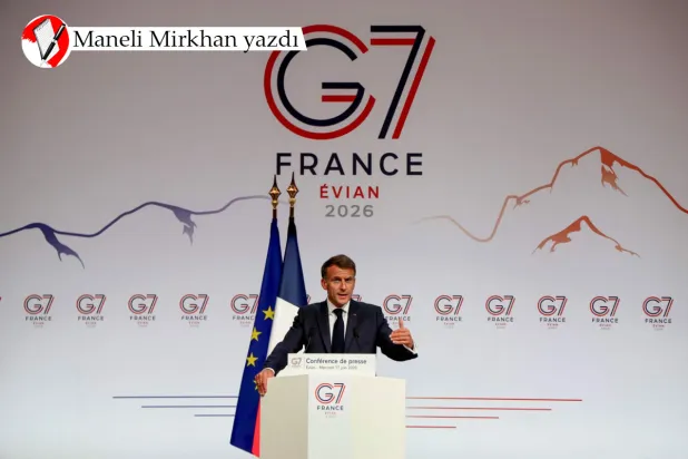 Fotoğraf: Fransa Cumhurbaşkanı Emmanuel Macron, 17 Haziran'da Fransa'nın doğusunda Évian'da düzenlenen G7 zirvesinin kapanış basın toplantısında konuşuyor (AFP)
