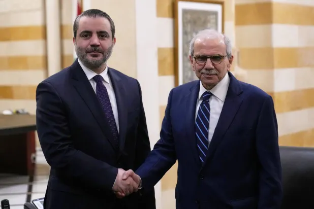 Lübnan Cumhurbaşkanı Joseph Avn, Suriye Dışişleri Bakanı Esad eş-Şeybani’yi kabul etti. (Lübnan Cumhurbaşkanlığı’nın X hesabı)