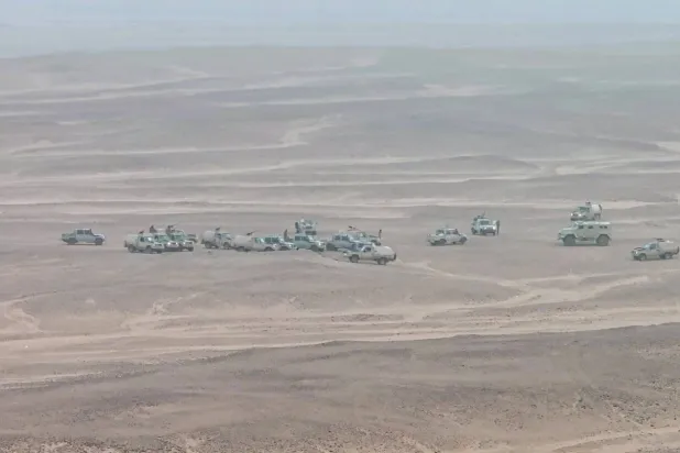 Military vehicles belonging to the Libyan “National Army” in the south last March. (General Staff)