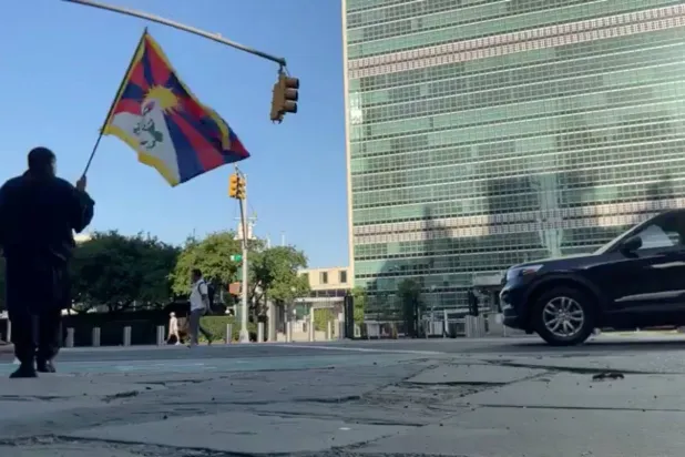 A man self-immolates outside the United Nations headquarters in New York (Reuters)