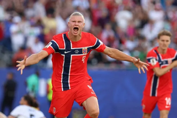 Football - FIFA World Cup 2026 - Group I - Iraq v Norway - Boston Stadium, Foxborough, Massachusetts, US - June 16, 2026 Norway's Erling Haaland celebrates scoring their first goal. (Reuters)
