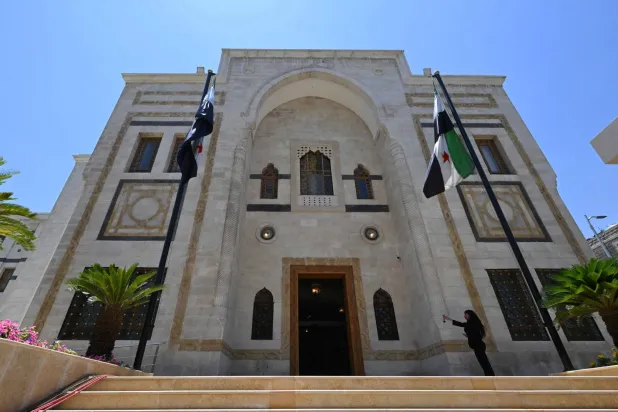 This photograph shows the Syrian parliament building in Damascus on July 1, 2026. (AFP)