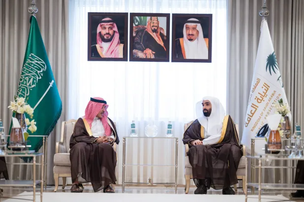 النائب العام الدكتور خالد اليوسف مستقبلاً وزير الإعلام سلمان الدوسري (النيابة العامة)