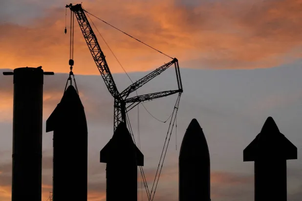 FILE PHOTO: SpaceX's Starship rocket prototypes are seen at the SpaceX Starbase in Brownsville, Texas, US, August 19, 2023. REUTERS/Veronica G. Cardenas./File Photo