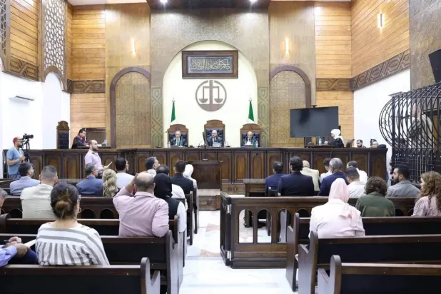  Former security official Atef Najib is questioned during a fifth closed-door hearing on Tuesday (Syrian Justice Ministry)

