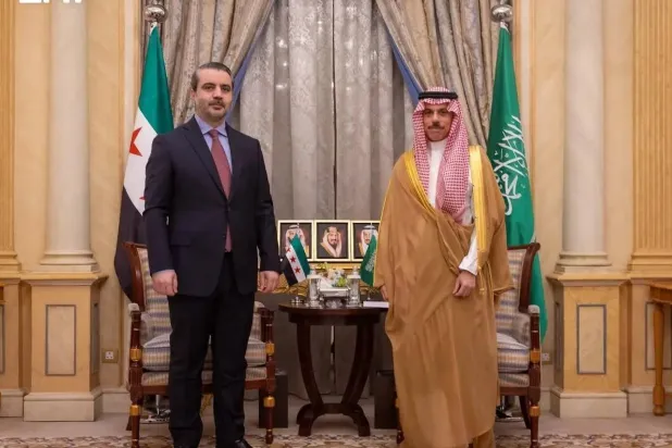 Saudi Minister of Foreign Affairs Prince Faisal bin Farhan bin Abdullah received his Syrian counterpart Asaad Hassan Al-Shaibani in Riyadh. (SPA)