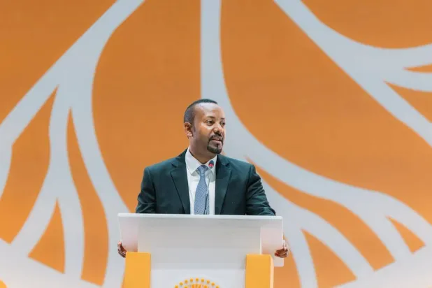 الرئيس الأثيوبي آبي احمد يلقي كلمته (وكالة الأنباء الأثيوبية)