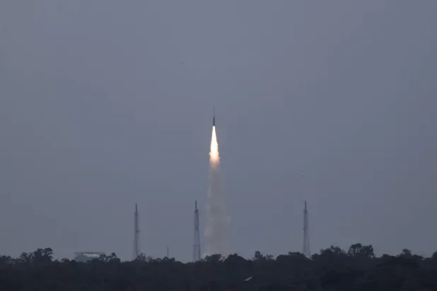 Indian space startup Skyroot Aerospace launched its Vikram-1 rocket, marking the first attempt by an Indian private company to place a satellite in orbit, from the Satish Dhawan Space Center in Sriharikota, Andhra Pradesh, India, July 18, 2026. REUTERS/Priyanshu Singh