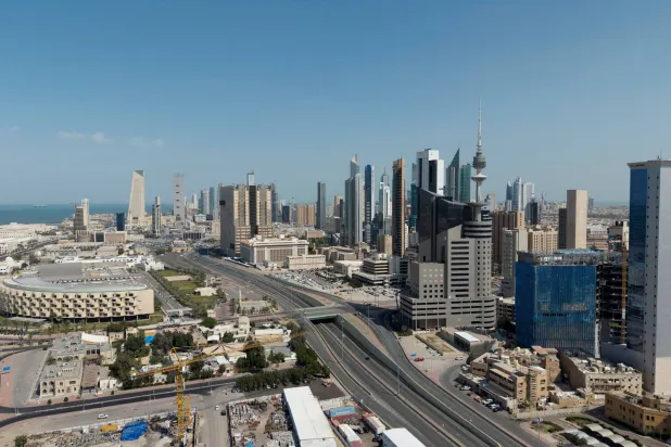 FILE PHOTO: A drone view shows Kuwait City, in the aftermath of strikes by Israel and the US on Iran, in Kuwait, February 28, 2026. REUTERS/Stephanie McGehee/File Photo