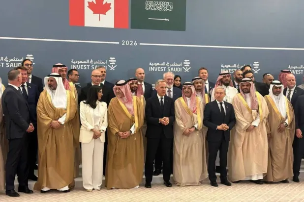 Saudi and Canadian officials attend the recent Saudi-Canadian Investment Forum in Jeddah. (Asharq Al-Awsat)