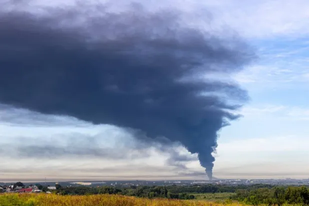 Smoke billows after Ukrainian drone attacks, according the local authorities, in the course of the Russia-Ukraine conflict, in Podolsk, Moscow Region, Russia, July 20, 2026. (Reuters) 