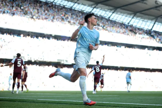  Premier League - Manchester City v Aston Villa - Etihad Stadium, Manchester, Britain - May 24, 2026 Manchester City's Phil Foden celebrates scoring a goal that was later disallowed REUTERS/Phil Noble 