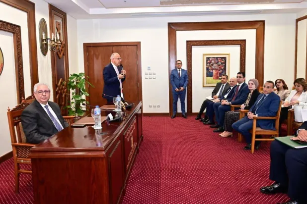 وزير الري المصري خلال لقائه السفراء المنقولين لرئاسة البعثات الدبلوماسية المصرية بالخارج (وزارة الري المصرية)