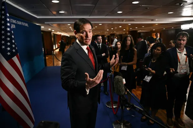 US Secretary of State Marco Rubio speaks to the press on the sidelines of the Association of Southeast Asian Nations (ASEAN) Foreign Ministers Meeting in Pasay, Metro Manila on July 23, 2026. BRENDAN SMIALOWSKI/Pool via REUTERS