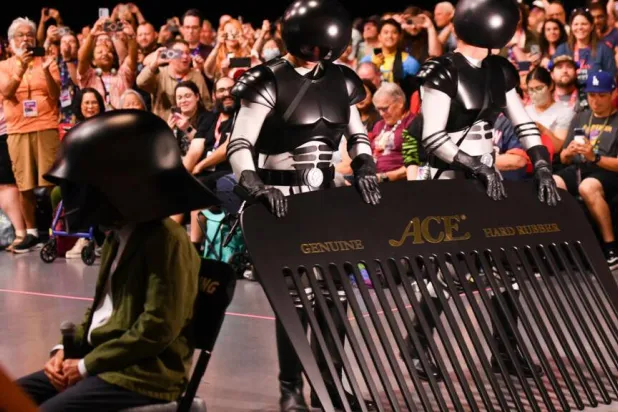 Actor Rick Moranis, attending Comic-Con in San Diego, is reprising his role as Dark Helmet from the 1987 cult classic "Spaceballs". Chris DELMAS / AFP
