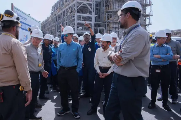 Engineers are seen at a Petro Rabigh facility. (Petro Rabigh on X) 