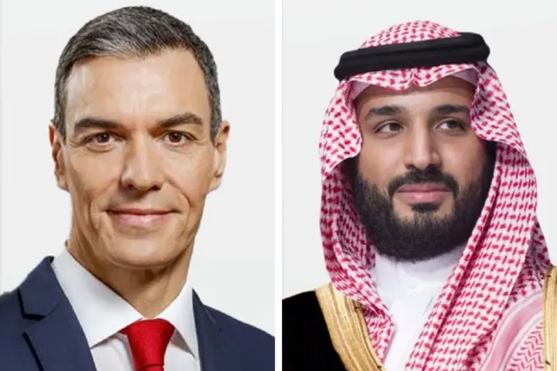 Prens Muhammed bin Salman (sağda) ve Başkan Pedro Sanchez (Suudi Arabistan Dışişleri Bakanlığı)