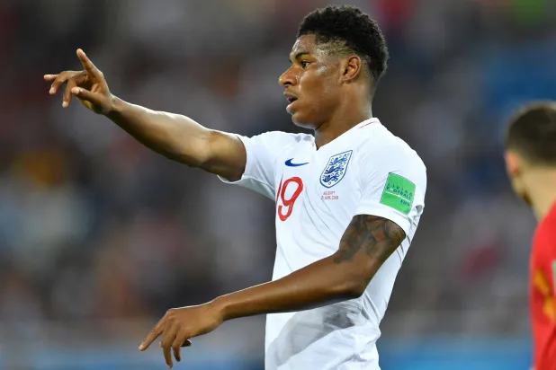28 June 2018, Russia, Kaliningrad: England's Marcus Rashford reacts during the FIFA World Cup 2018 Group G football match between Belgium and England at the Kaliningrad Stadium. (dpa) 