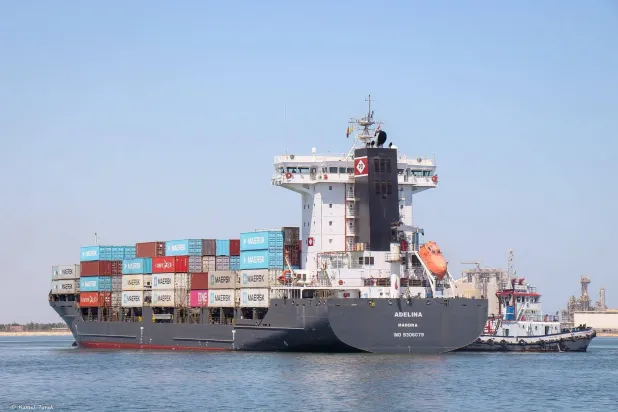 Cargo ship docked at Damietta Port (Damietta Port Authority on Facebook)