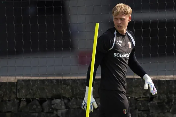 Sporting de Braga's Lukas Hornicek during a training session in Braga, Portugal, 29 July 2026. (EPA)