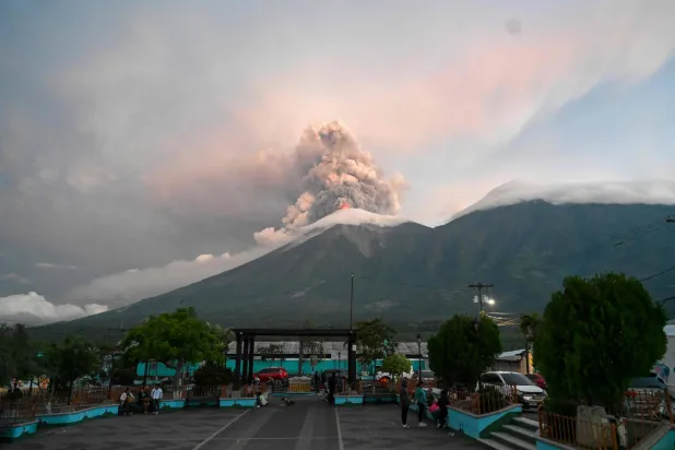 The Fuego volcano erupts in Alotenango, some 65 kilometers southwest of Guatemala City, on August 4, 2026. (AFP) 