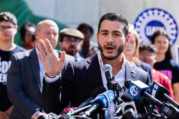 Michigan Democratic Senate primary winner Abdul El-Sayed speaks during a press conference in front of the Spirit of Detroit statue on August 05, 2026 in Detroit, Michigan. (Getty Images/AFP)