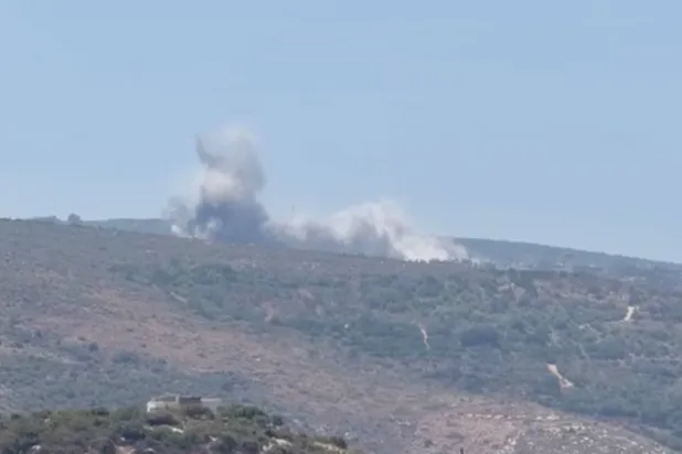 Smoke rises from a hill following Israeli air strikes, after the Israeli military issued an evacuation warning to the village of Mansouri, Lebanon, August 5, 2026 in this screengrab obtained from social media. Social Media/via REUTERS