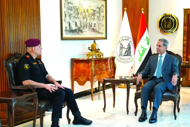 Irak Yüksek Mahkemesi Başkanı Faık Zeydan dün Bağdat'ta Terörle Mücadele Servisi Başkanı'nı kabul etti (Hükümet medyası)