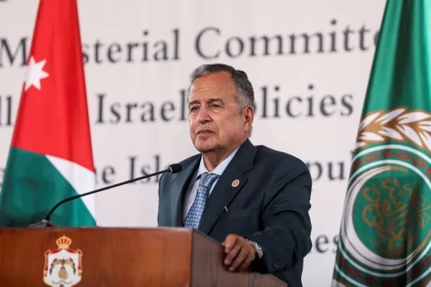 Arab League Secretary-General Nabil Fahmy attends a joint press conference on the day of the Arab Ministerial Committee meeting to discuss the situation in Jerusalem, in Amman, Jordan, August 5, 2026. (Reuters)
