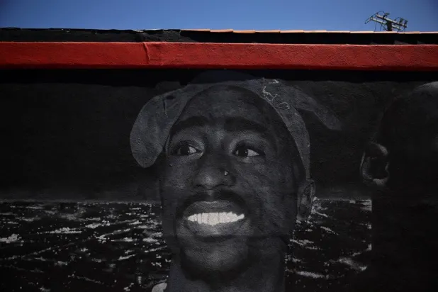 A mural of late rapper Tupac Shakur in Los Angeles, California, ahead of next week's trial for Duane "Keffe D" Davis, who is charged for his alleged role in leading a group of men to kill Shakur in a 1996 drive-by shooting near the Las Vegas Strip, US, August 3, 2026. (Reuters)