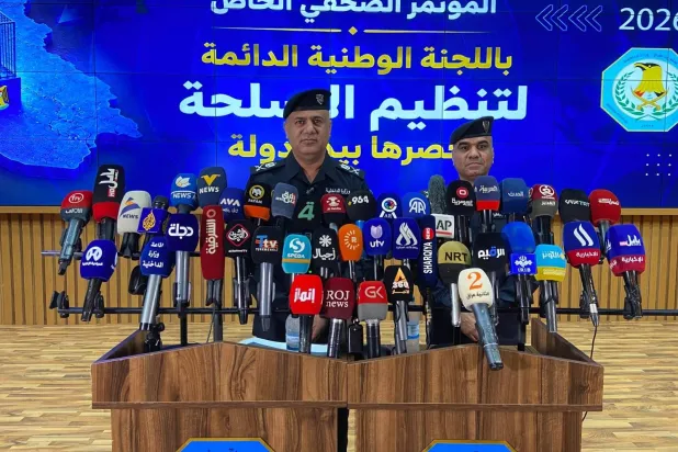 مدير العلاقات والإعلام في الداخلية مقداد ميري خلال المؤتمر الصحافي (وكالة الأنباء العراقية)