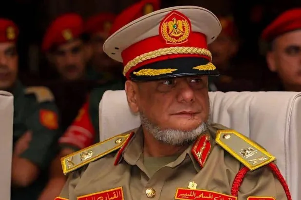 المنصوري في آخر ظهور له خلال الاحتفال بذكرى تأسيس الجيش الليبي الأحد (إعلام الجيش الليبي)