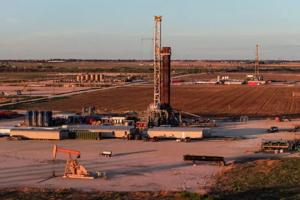 A drone view of drilling rigs in Midland, Texas, US, June 11, 2025. (Reuters)