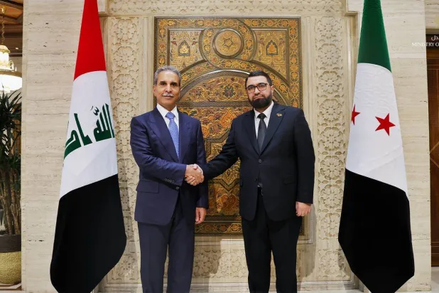 وزير العدل السوري مظهر الويس ورئيس مجلس القضاء الأعلى العراقي القاضي فائق زيدان في دمشق الخميس (وزارة العدل)