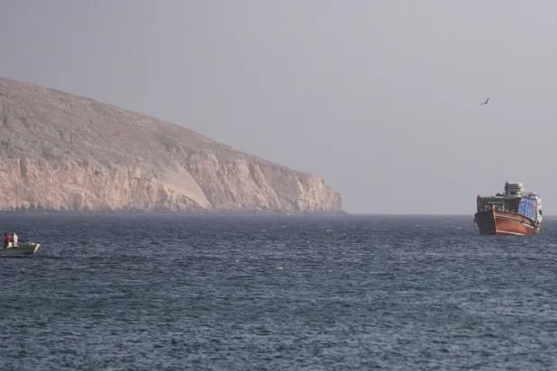 سفينة قرب مضيق هرمز (رويترز)
