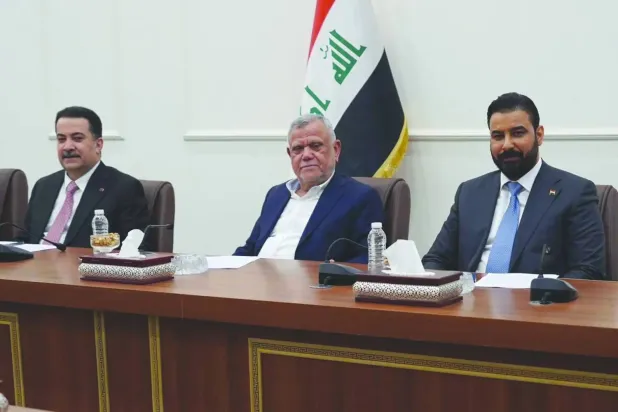 Prime Minister Ali al-Zaidi, Coordination Framework member Hadi al-Amiri, and Reconstruction and Development Alliance leader Mohammed Shia Al-Sudani (Coordination Framework)