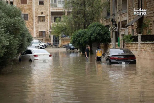 من السيول في إدلب (سانا)