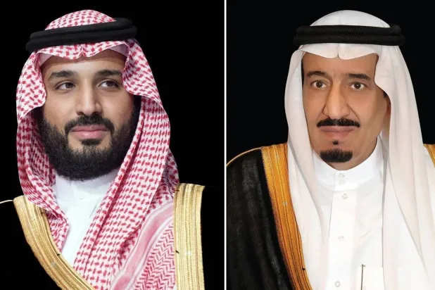 Custodian of the Two Holy Mosques King Salman bin Abdulaziz Al Saud and Prince Mohammed bin Salman bin Abdulaziz Al Saud, Crown Prince and Prime Minister.