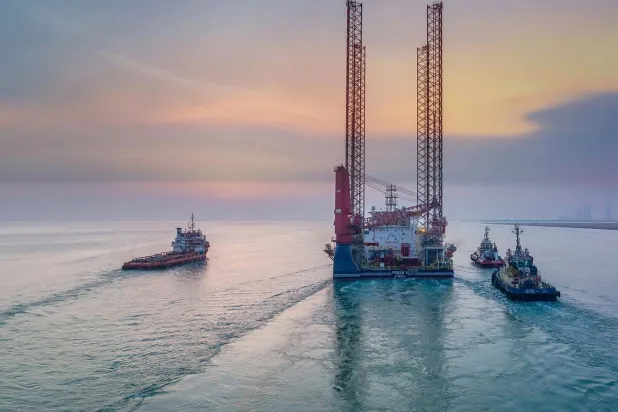 An offshore rig operated by Arabian Drilling (Company) 