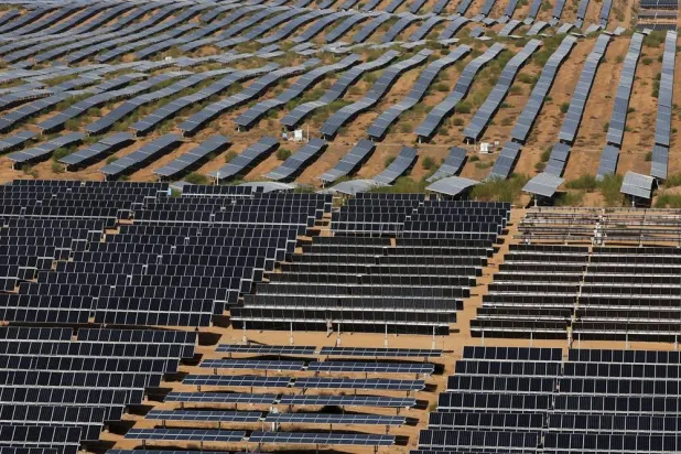 Solar panels at the Dalad Banner Photovaltic Base in Kubuqi desert during organized media tour, in Ordos, Inner Mongolia Autonomous Region, China, June 12, 2026. (Reuters) 