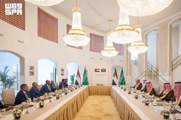 Saudi Arabia and Sudan chair the Political Consultation and Follow-Up Committee in Riyadh on Monday. (SPA)