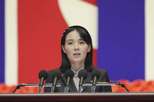Kim Yo Jong, the sister of North Korea's leader Kim Jong Un, speaks at the National Emergency Prevention General Meeting in Pyongyang, North Korea. (KCNA via KNS/AFP via Getty Images file)