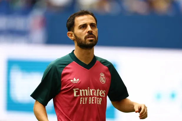 Pre-Season Friendly - Schalke 04 v Real Madrid - Veltins-Arena, Gelsenkirchen, Germany - August 16, 2026 Real Madrid's Bernardo Silva during the warm up before the match. (Reuters)