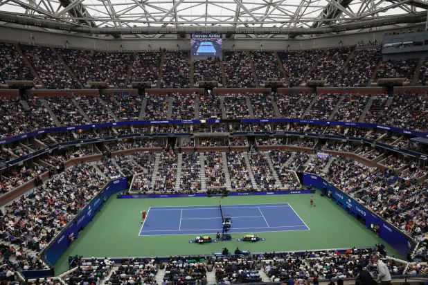 FILE PHOTO: Tennis - US Open - Flushing Meadows, New York, United States - September 7, 2025 General view during the final match between Italy's Jannik Sinner and Spain's Carlos Alcaraz REUTERS/Shannon Stapleton/File Photo