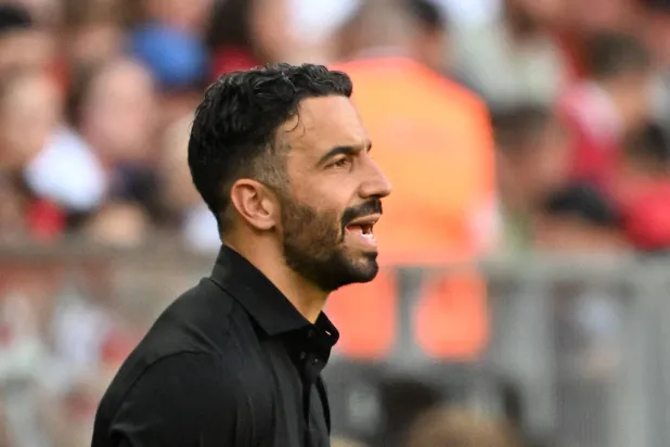 AC Milan's Portuguese coach Ruben Amorim reacts during the pre-season friendly football match between Manchester United and AC Milan at the Tarczynski Arena in Wroclaw, Poland, on August 15, 2026. (AFP)