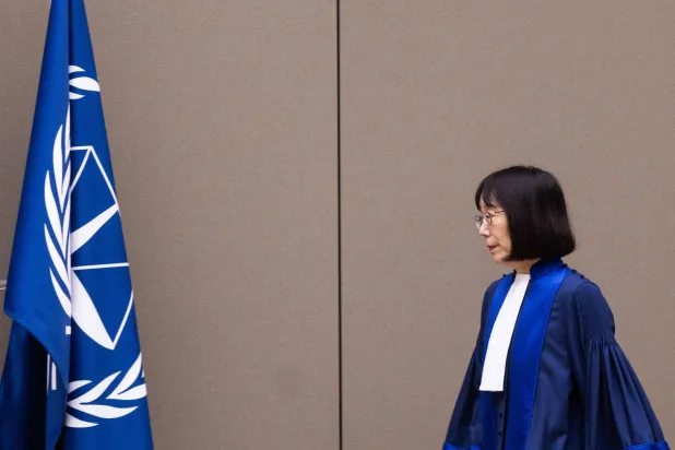(FILES) Judge Tomoko Akane arrives prior to the announcement of an International Criminal Court (ICC) verdict. (Photo by Eva Plevier / ANP / AFP)