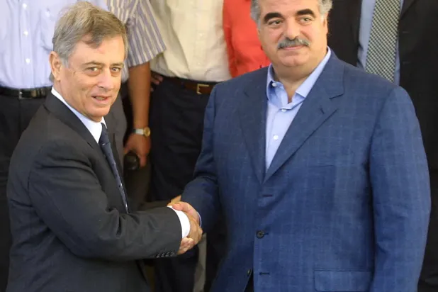 Abdülhalim Haddam, Haziran 2001'de Refik Hariri ile birlikte (AFP)